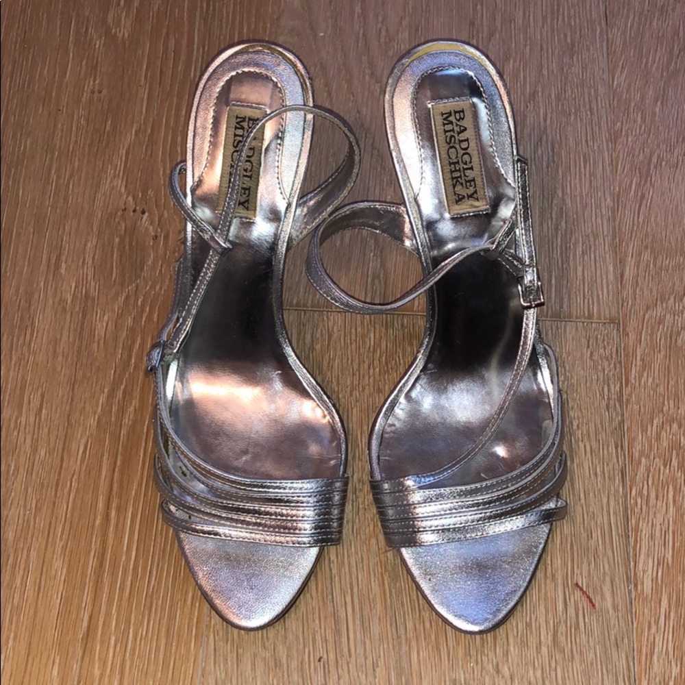 Silver sling back shoes